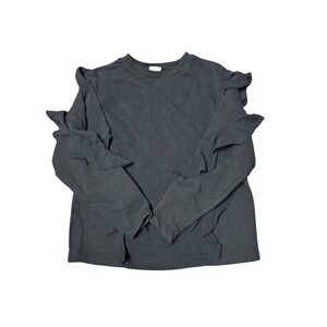 A New Day Black Ruffle Sleeve Sweatshirt Pullover Women's Size S